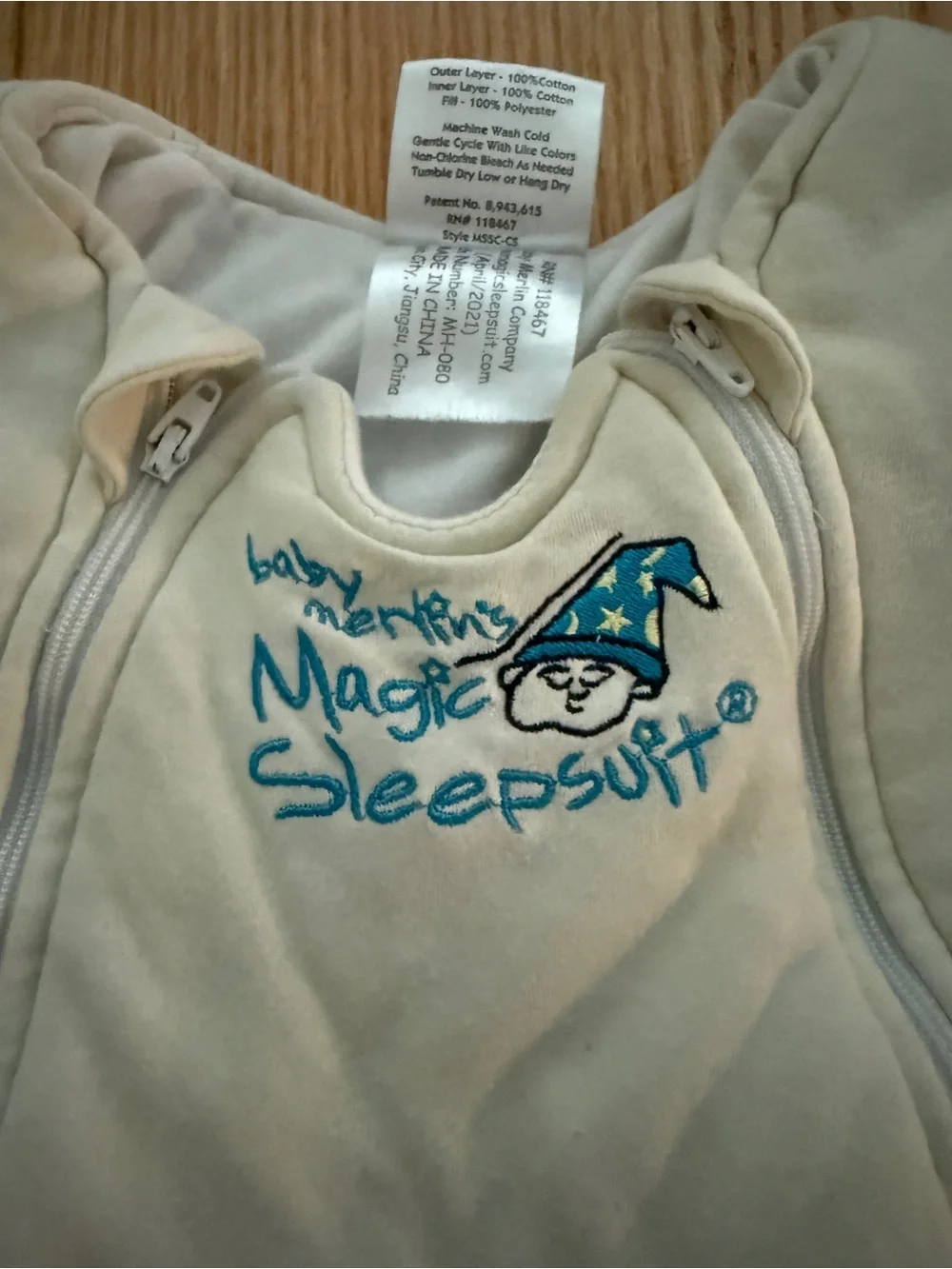 Baby Merlin’s Magic Sleepsuit Cream Baby One-Piece with Double Zippers